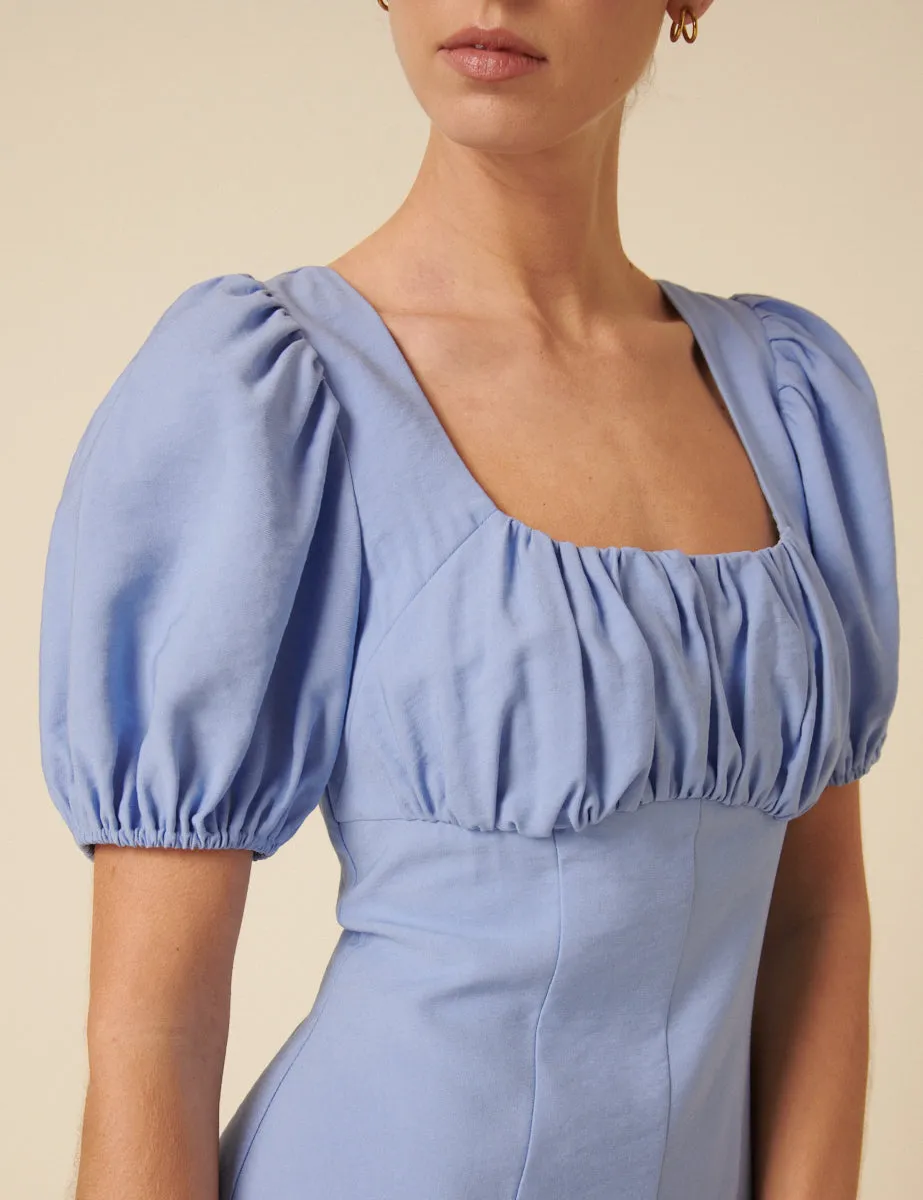 Pastel Blue Ruched Lola Midi Dress sold by Nobody's Child product image thumbnail 3