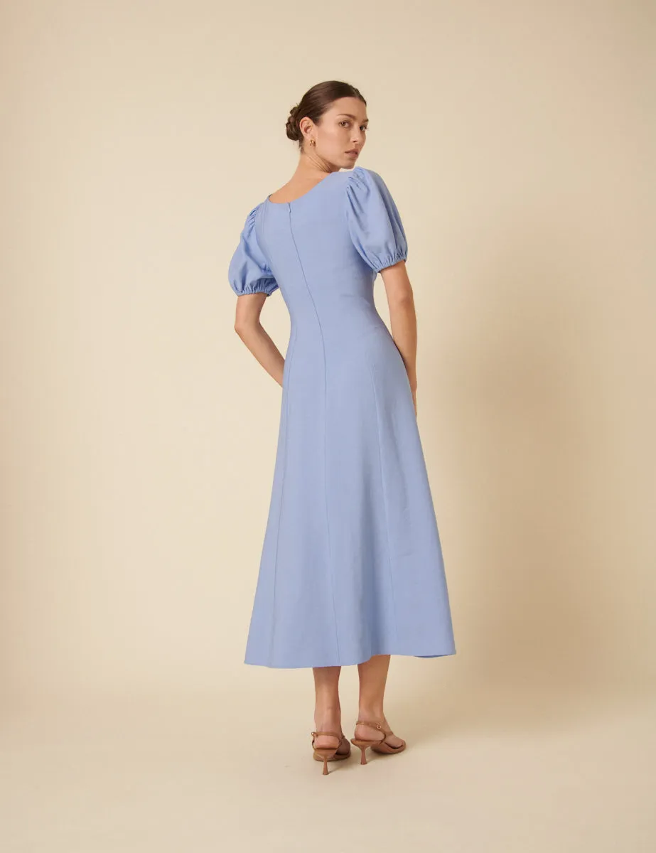 Pastel Blue Ruched Lola Midi Dress sold by Nobody's Child product image thumbnail 4