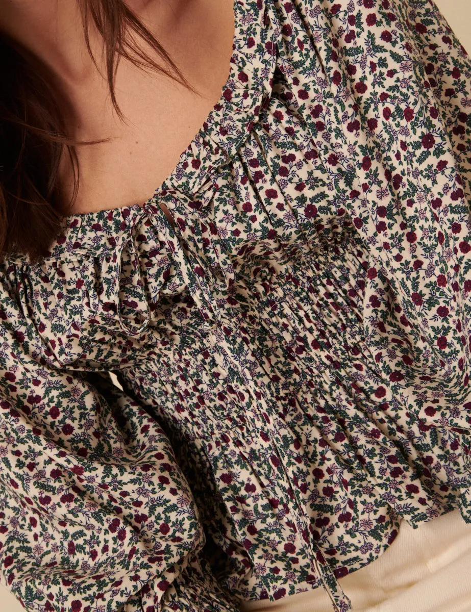 Cream Ditsy Floral Tie Front Blouse sold by Nobody's Child product image thumbnail 2