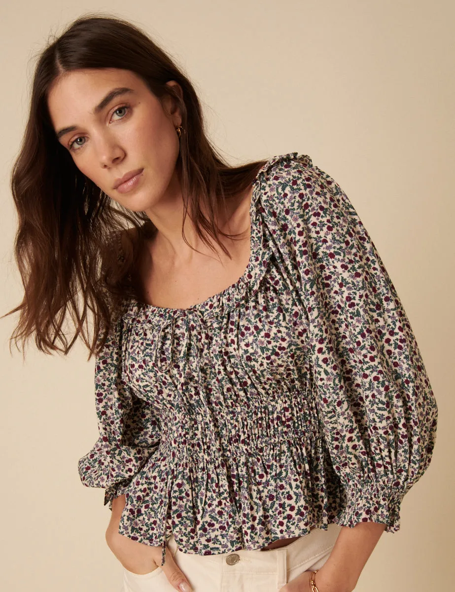 Cream Ditsy Floral Tie Front Blouse sold by Nobody's Child product image thumbnail 3