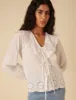 White Tie Front Broderie Anglaise Blouse sold by Nobody's Child