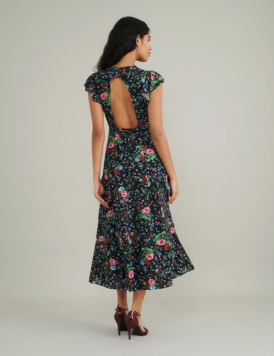 Black Ditsy Floral Seren Midi Dress sold by Nobody's Child product image thumbnail 4