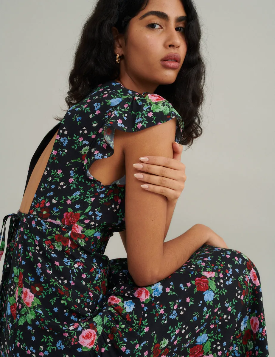 Black Ditsy Floral Seren Midi Dress sold by Nobody's Child product image thumbnail 2