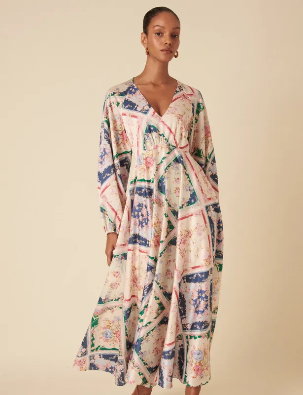 Abstract Floral Balloon Sleeve Ace Maxi Dress sold by Nobody's Child