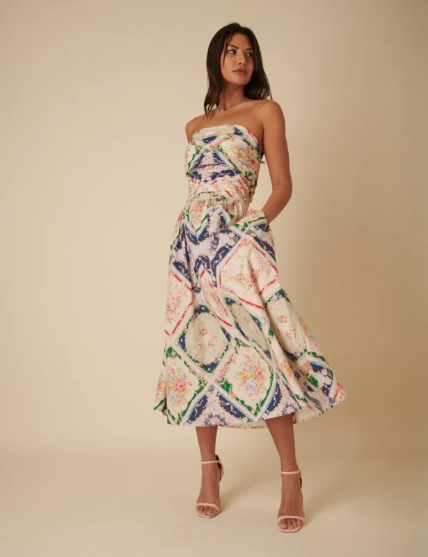 Abstract Floral Bandeau Felicity Midi Dress sold by Nobody's Child