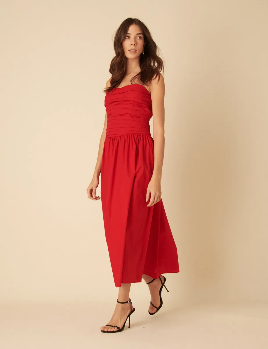 Red Bandeau Felicity Midi Dress sold by Nobody's Child product image thumbnail 3