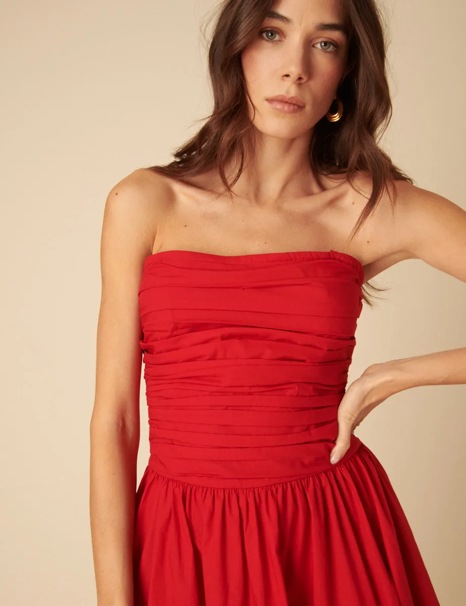 Red Bandeau Felicity Midi Dress sold by Nobody's Child