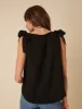 Black Linen-blend Tie Shoulder Swing Top sold by Nobody's Child