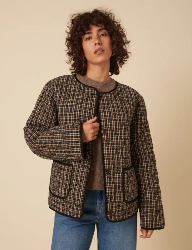 Black Check Quilted Jacket sold by Nobody's Child