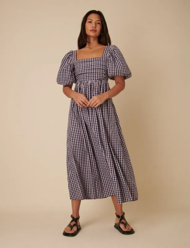 Blue And Pink Gingham Nova Midi Dress sold by Nobody's Child