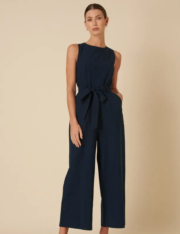 Navy Sleeveless Jumpsuit sold by Nobody's Child
