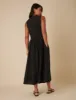 Black Pinstripe Sleeveless Starlight Midi Dress sold by Nobody's Child