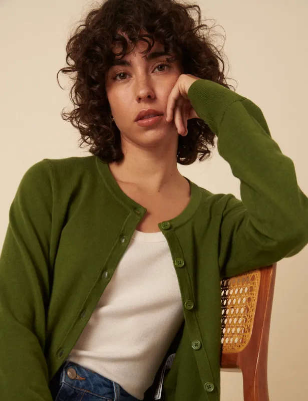 Green Wool Blend Knitted Cardigan sold by Nobody's Child