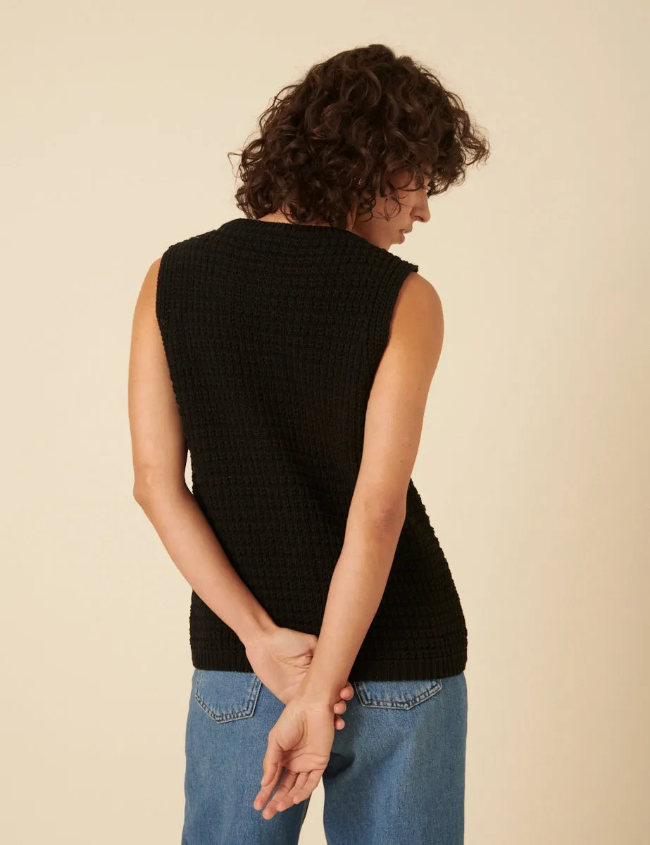 Black Textured Knitted Waistcoat sold by Nobody's Child product image thumbnail 4