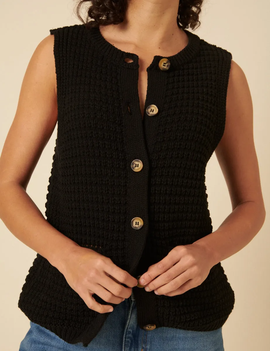 Black Textured Knitted Waistcoat sold by Nobody's Child product image thumbnail 2