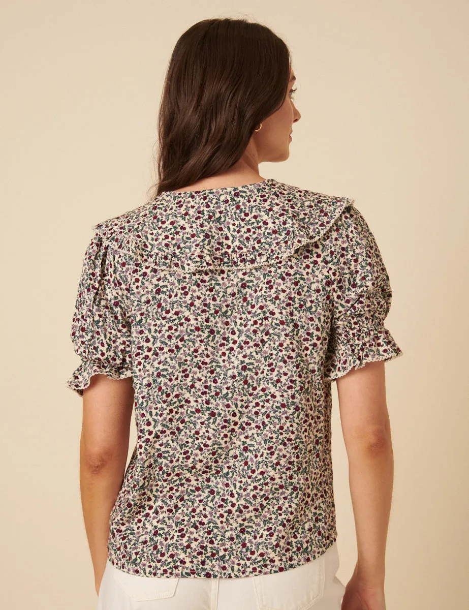 Ditsy Floral Short Sleeve Emmie Blouse sold by Nobody's Child product image thumbnail 4