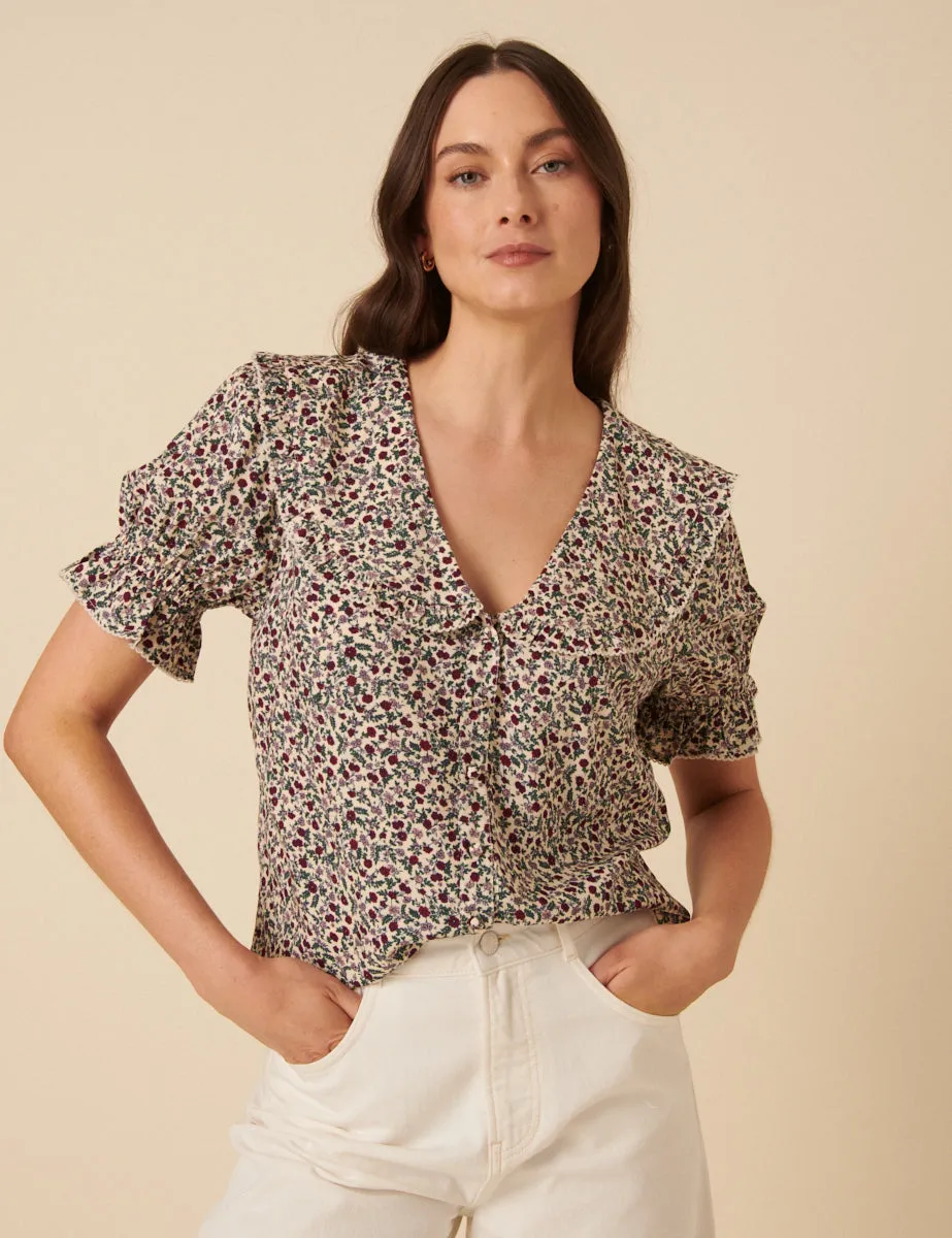 Ditsy Floral Short Sleeve Emmie Blouse sold by Nobody's Child