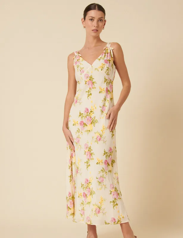 White Floral Hazel Midi Dress sold by Nobody's Child