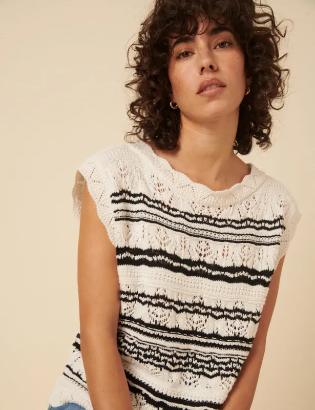 Black And White Crochet Vest Top sold by Nobody's Child