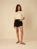 Black Denim A-line Shorts sold by Nobody's Child