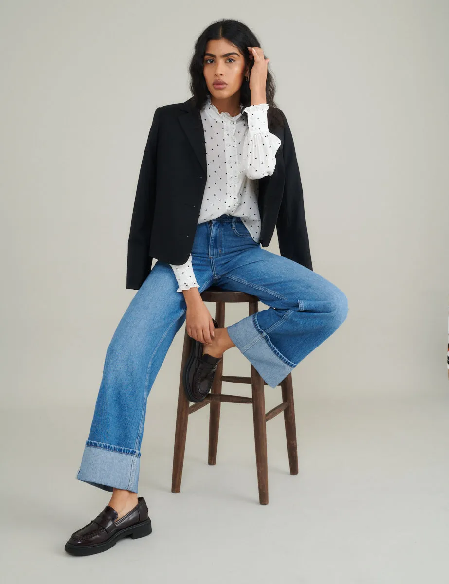 White Polka Dot Frill Blouse sold by Nobody's Child product image thumbnail 4