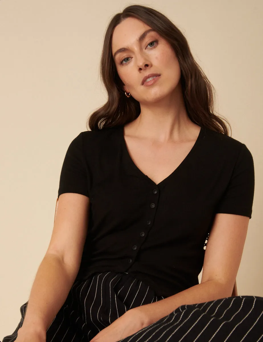 Black Short Sleeve Jersey Top sold by Nobody's Child product image thumbnail 3