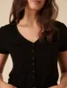 Black Short Sleeve Jersey Top sold by Nobody's Child