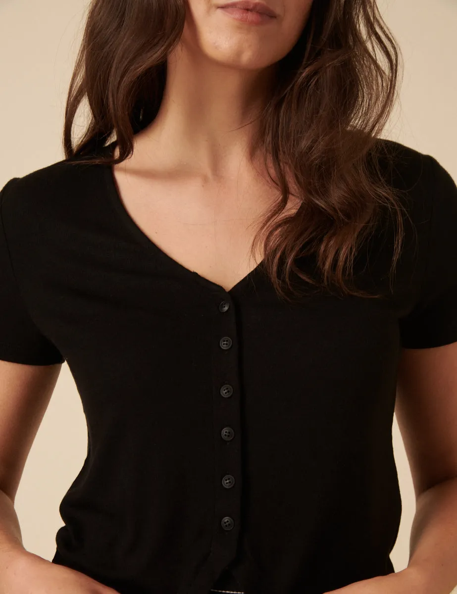 Black Short Sleeve Jersey Top sold by Nobody's Child product image thumbnail 2