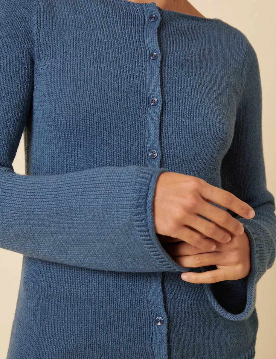 Blue Slash Neck Knitted Cardigan sold by Nobody's Child product image thumbnail 2