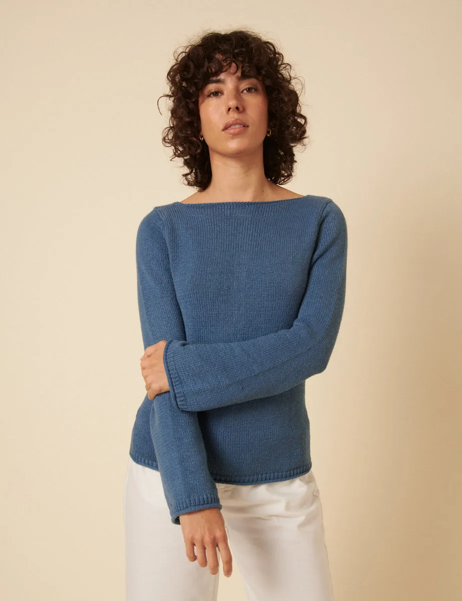 Blue Slash Neck Knitted Cardigan sold by Nobody's Child product image thumbnail 5
