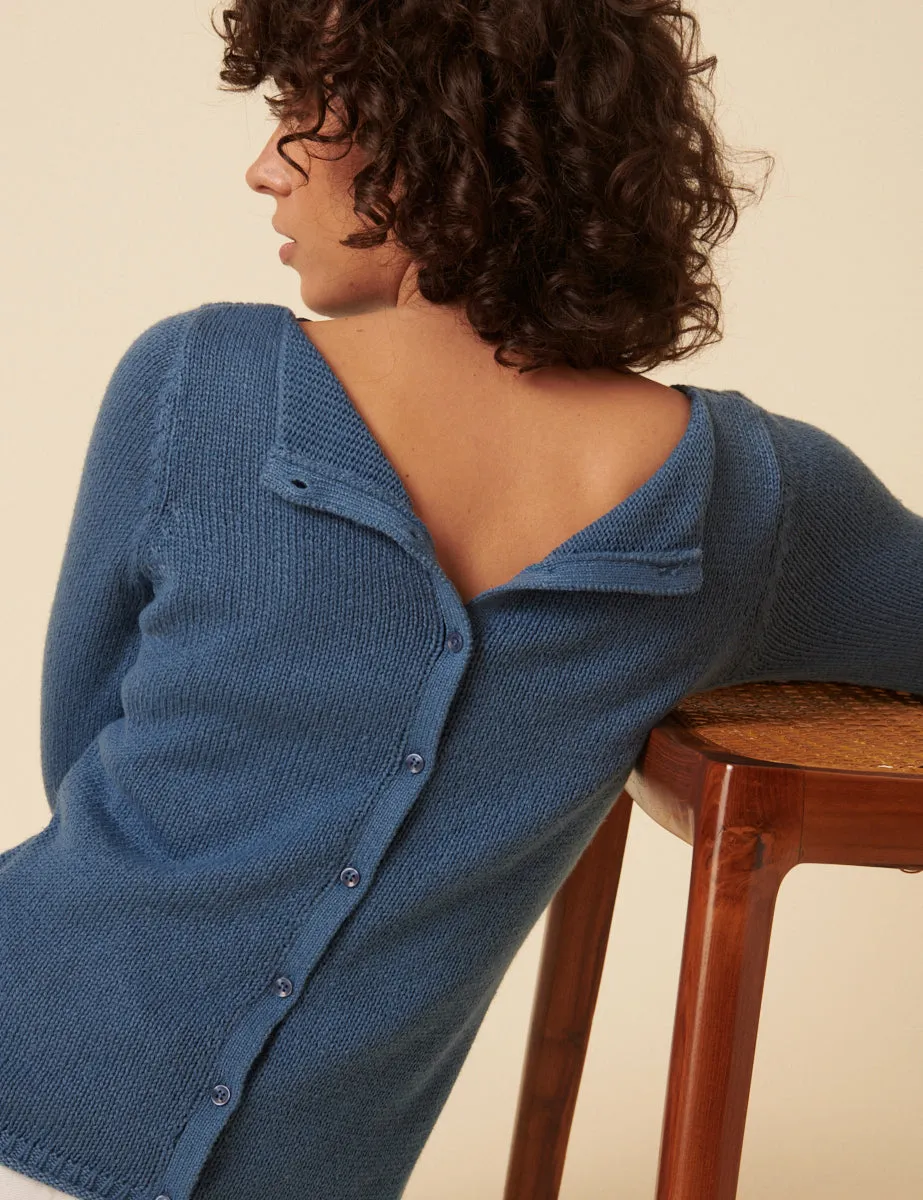 Blue Slash Neck Knitted Cardigan sold by Nobody's Child product image thumbnail 3