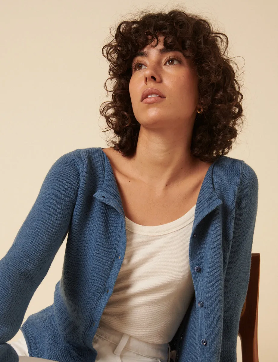 Blue Slash Neck Knitted Cardigan sold by Nobody's Child product image thumbnail 4