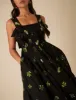 Black Floral Embroidered Dallas Midi Dress sold by Nobody's Child