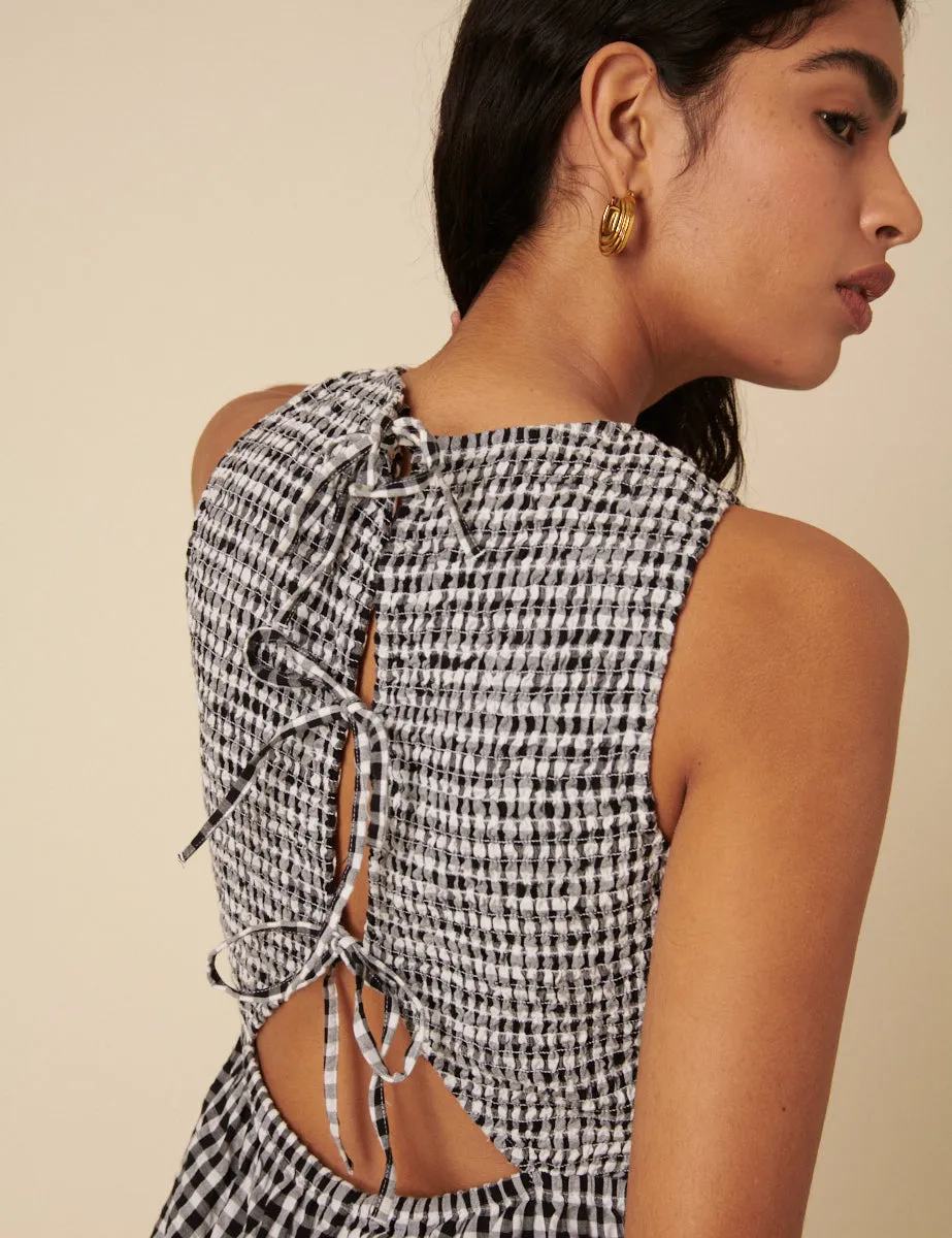 Black Gingham Shirred Jumpsuit sold by Nobody's Child product image thumbnail 3