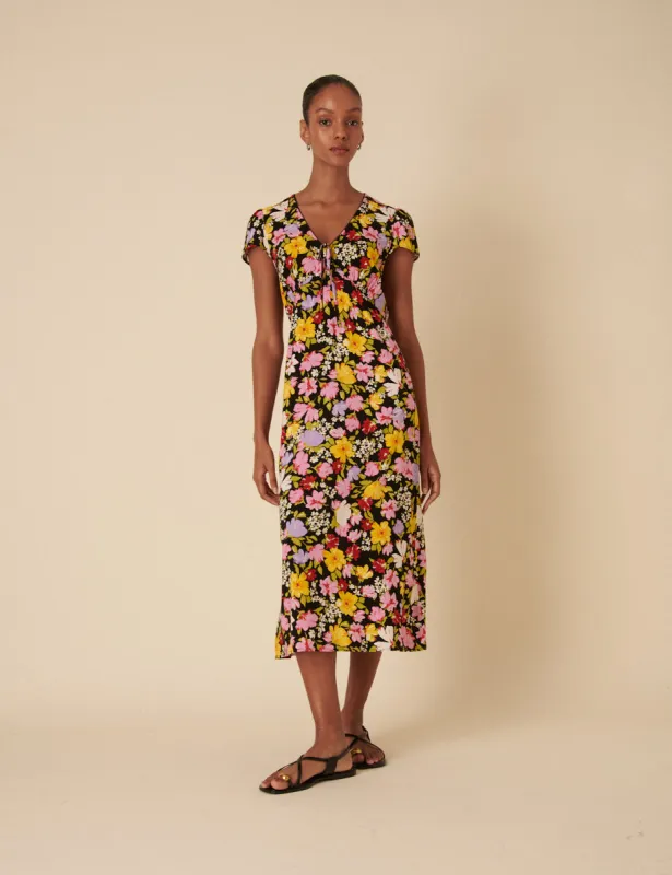 Black Floral Billie Midi Dress sold by Nobody's Child