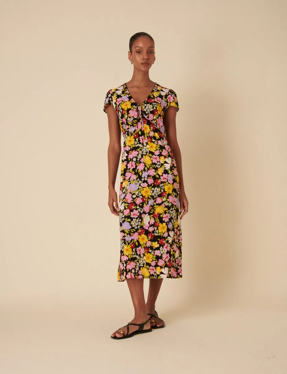Black Floral Billie Midi Dress sold by Nobody's Child