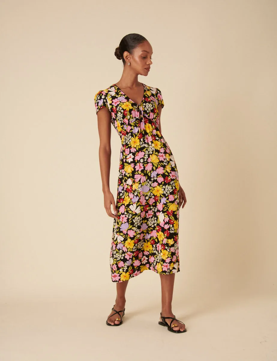 Black Floral Billie Midi Dress sold by Nobody's Child product image thumbnail 2