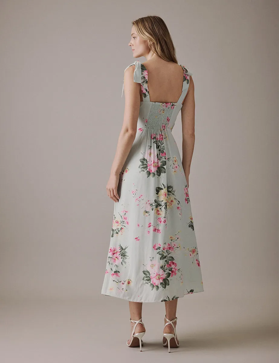 Floral Green Square Neckline Midi Tamar Dress sold by Nobody's Child product image thumbnail 4