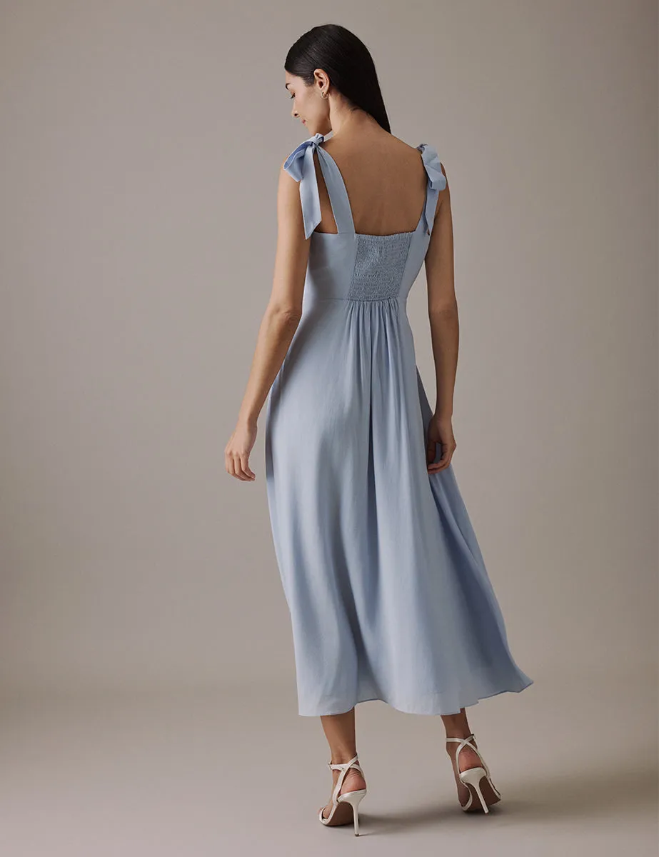 Soft Blue Square Neckline Midi Tamar Dress sold by Nobody's Child product image thumbnail 4