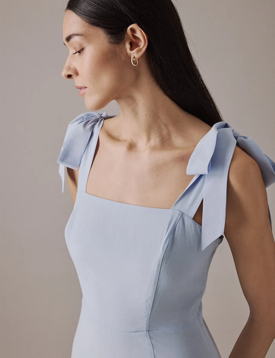 Soft Blue Square Neckline Midi Tamar Dress sold by Nobody's Child product image thumbnail 2