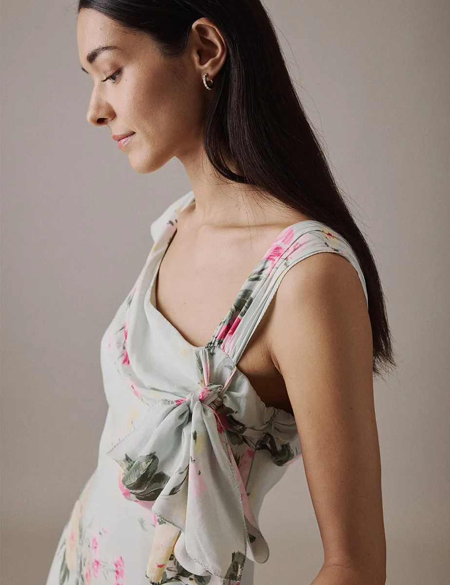 Floral Green Asymmetric Neckline Midi Gardenia Dress sold by Nobody's Child product image thumbnail 2