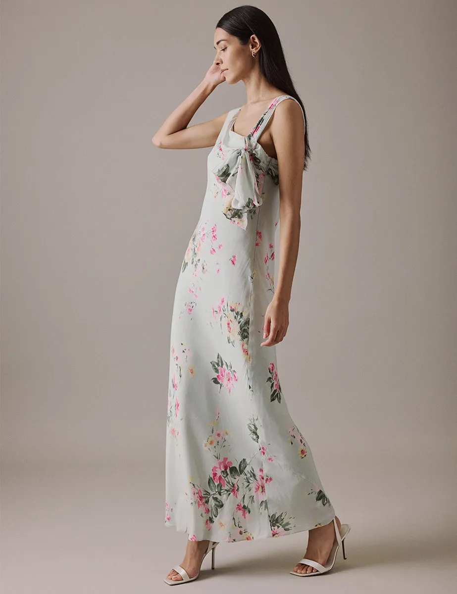Floral Green Asymmetric Neckline Midi Gardenia Dress sold by Nobody's Child