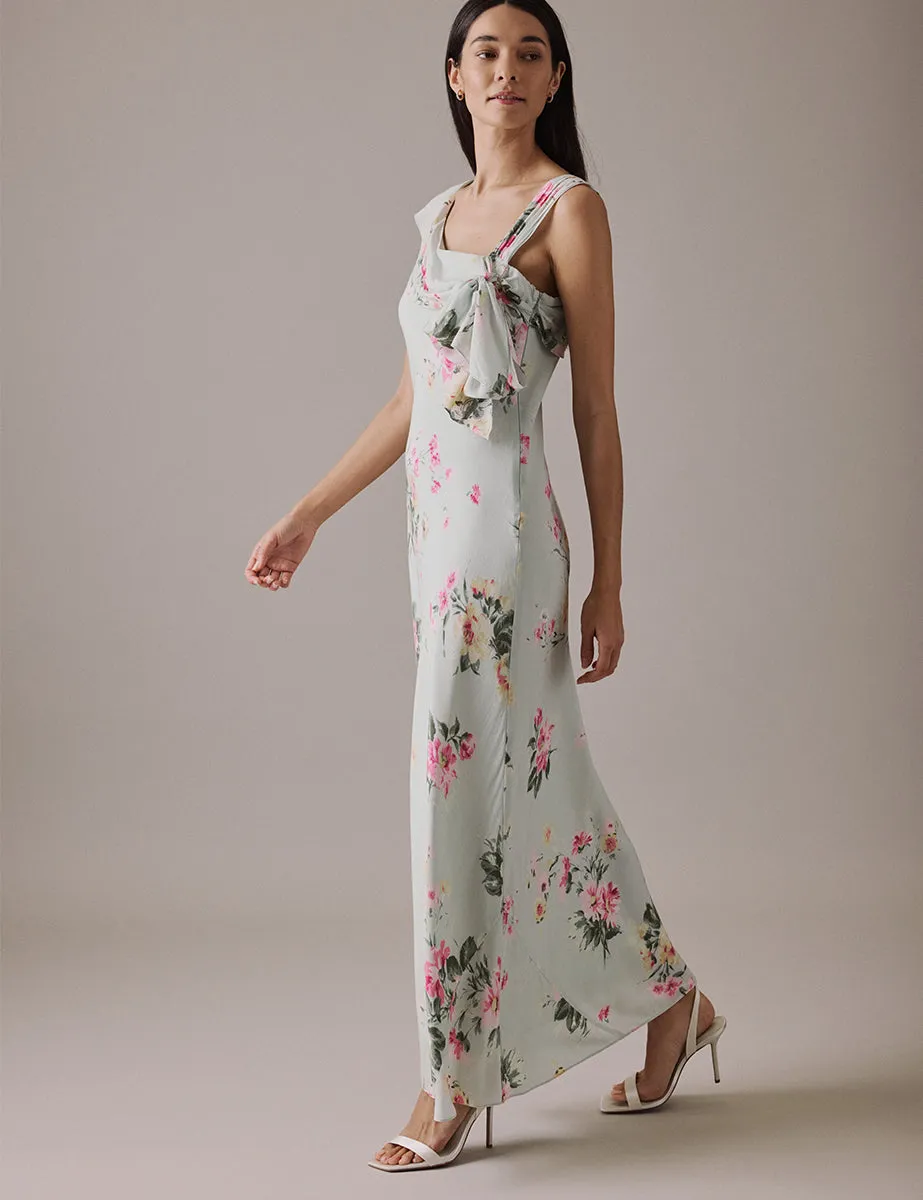 Floral Green Asymmetric Neckline Midi Gardenia Dress sold by Nobody's Child product image thumbnail 3