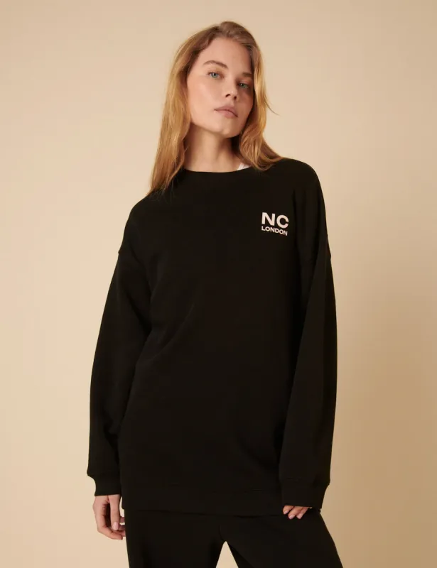 Black Oversized Graphic Sweatshirt sold by Nobody's Child
