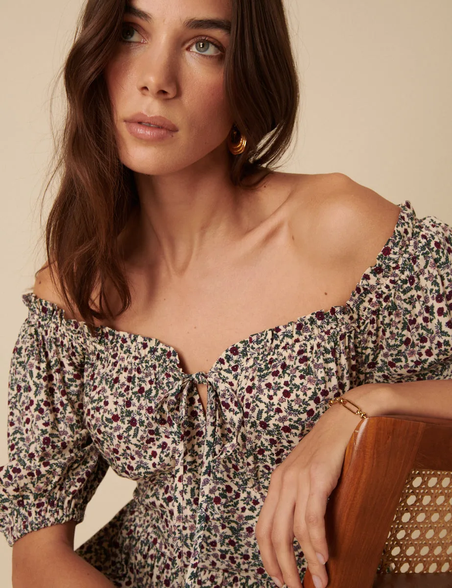 White Ditsy Floral Genevieve Midi Dress sold by Nobody's Child product image thumbnail 2