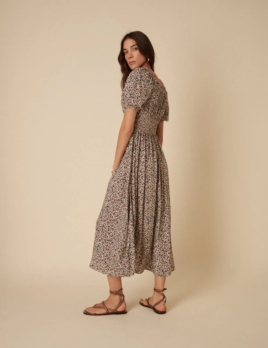 White Ditsy Floral Genevieve Midi Dress sold by Nobody's Child product image thumbnail 4