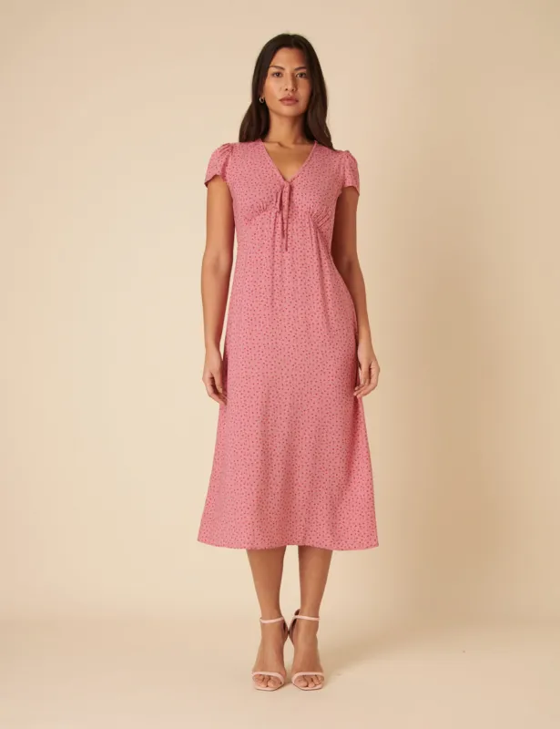 Pink Floral Printed Billie Midi Dress sold by Nobody's Child