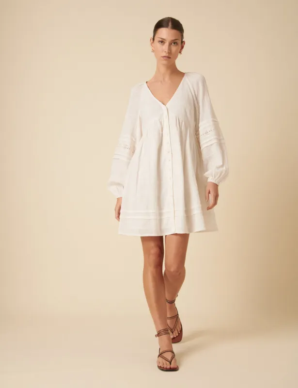 White Long Sleeve Shanice Mini Dress made by Nobody's Child