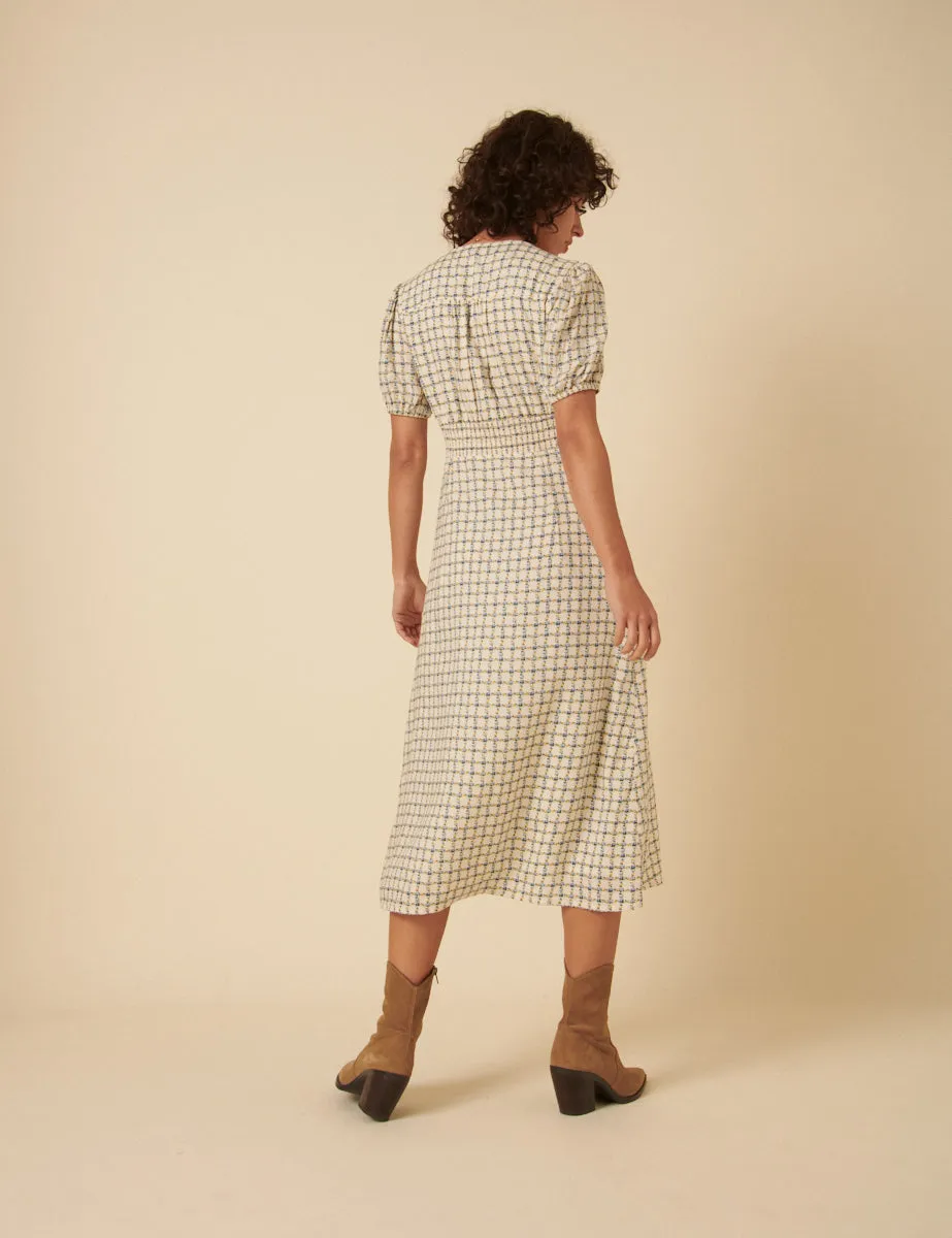 White Floral Check Lucinda Midi Dress sold by Nobody's Child product image thumbnail 5
