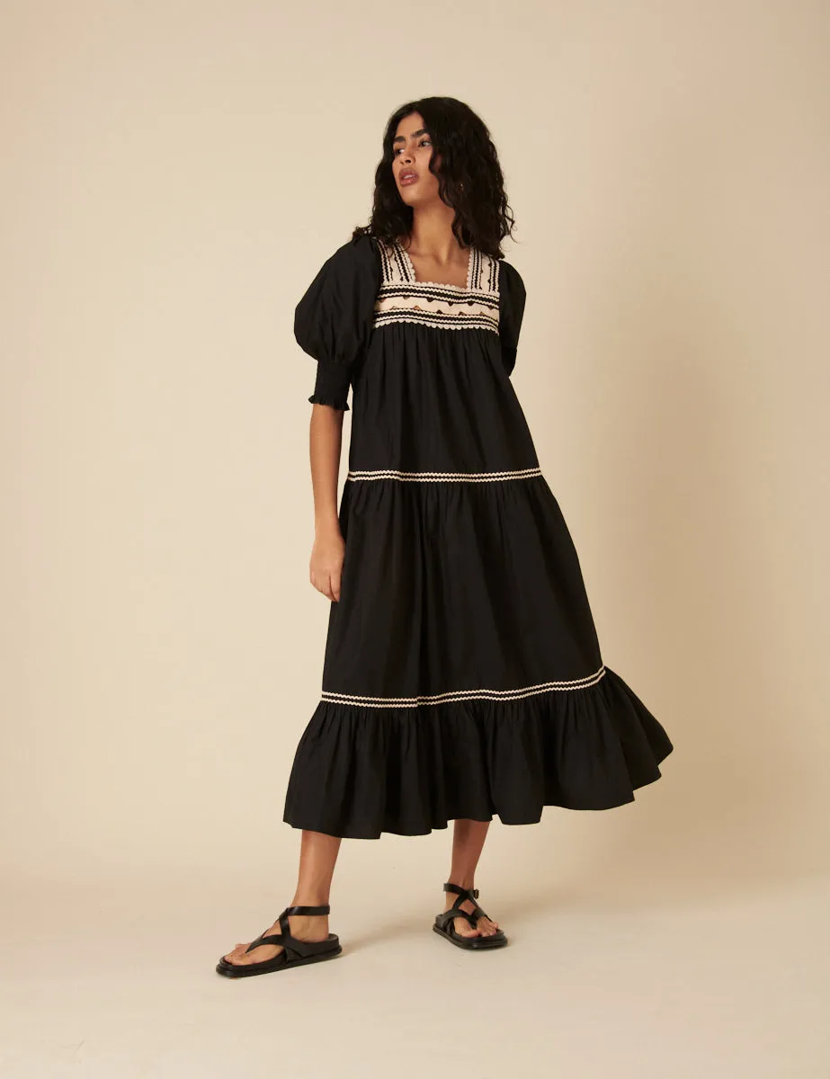 Black Crochet Tiered Karla Midi Dress sold by Nobody's Child product image thumbnail 3
